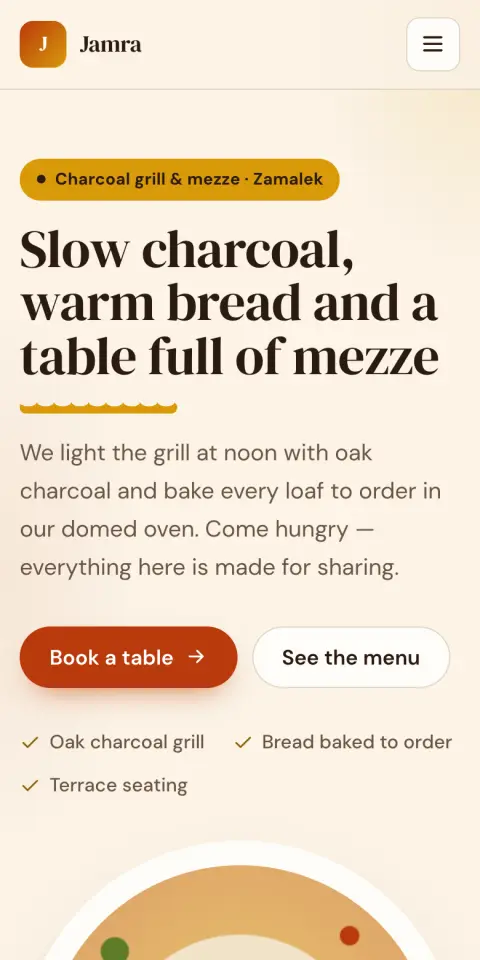 Bistro template — mobile preview
