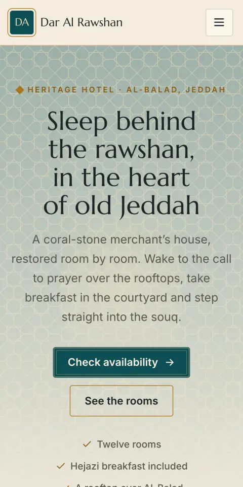 Mashrabiya template — mobile preview